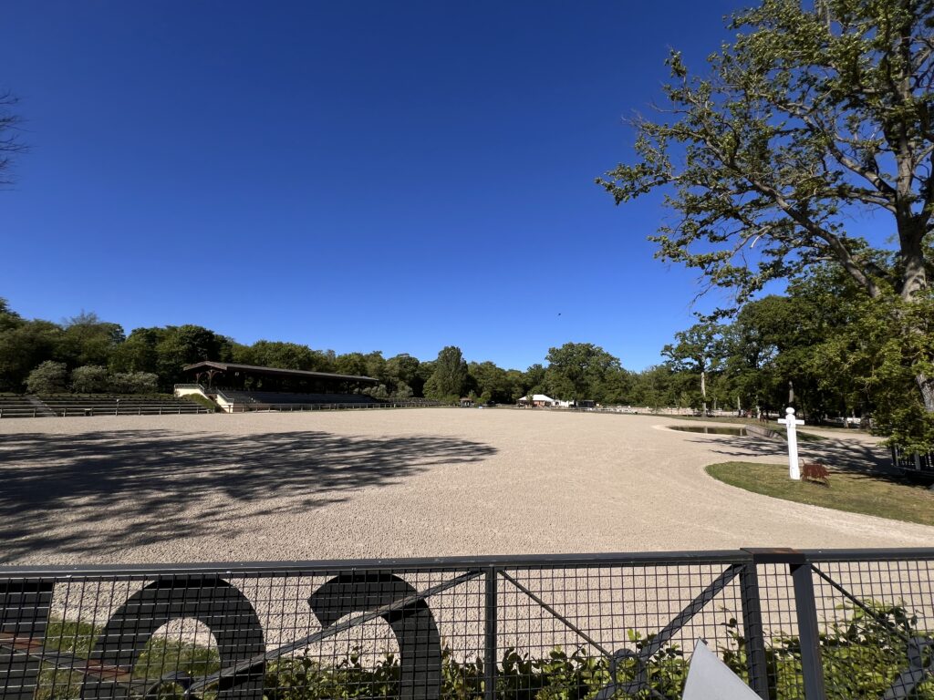 Carrière d'entrainement pour chevaux dans l'oise, carrière d'équitation professionnelle, location de piste d'équitation pour organiser un stage d'équitation.